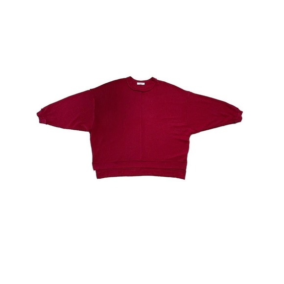 Women's Zenana waffle knit oversized/dolman style sweater. Red. Size S/M - Picture 1 of 6